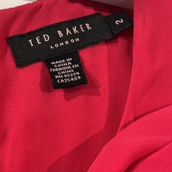 Ted Baker Pelayo Pink Bow-Neck Chiffon Mini Dress - Picture 12 of 13